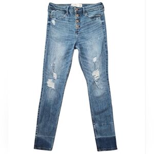 Abercrombie & Fitch Light Blue Distressed High Rise Ankle Jeans